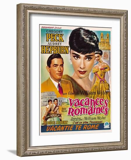 Roman Holiday, Gregory Peck, Audrey Hepburn, 1953-null-Framed Art Print