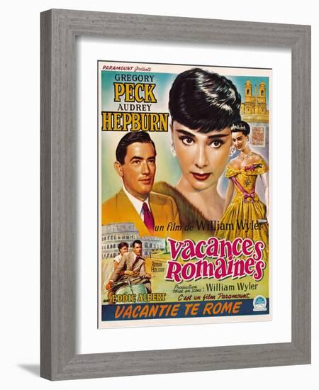 Roman Holiday, Gregory Peck, Audrey Hepburn, 1953-null-Framed Art Print