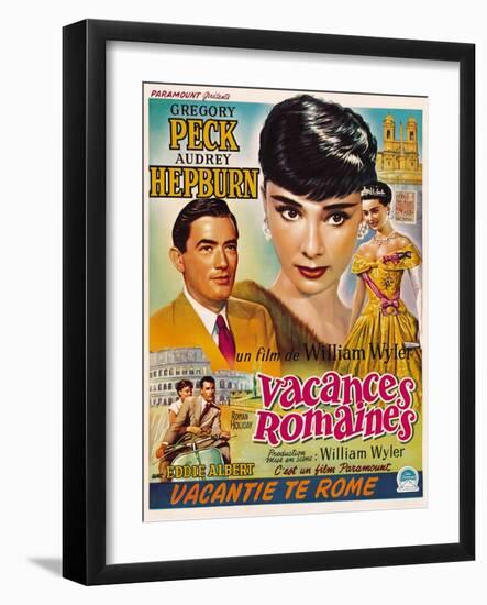 Roman Holiday, Gregory Peck, Audrey Hepburn, 1953-null-Framed Art Print