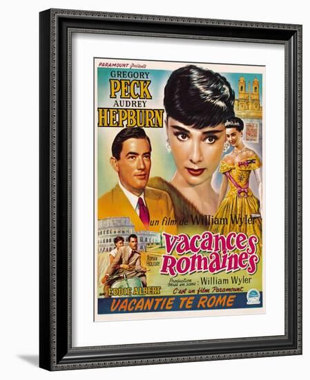 Roman Holiday, Gregory Peck, Audrey Hepburn, 1953-null-Framed Art Print