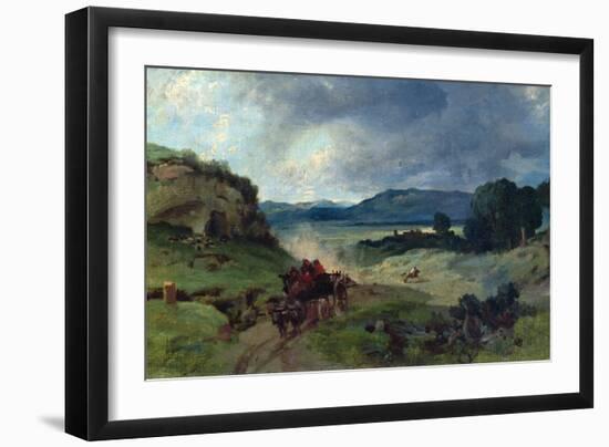 Roman Landscape, 1827 (Oil on Canvas)-Jean Baptiste Camille Corot-Framed Giclee Print