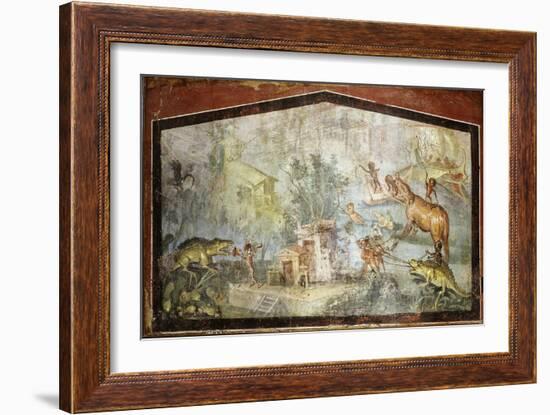 Roman Life on the River Nile Egypt, Fresco from temple of Bacchus at Pompeii 55-79 BC-null-Framed Giclee Print