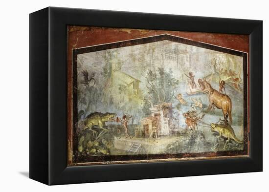 Roman Life on the River Nile Egypt, Fresco from temple of Bacchus at Pompeii 55-79 BC-null-Framed Premier Image Canvas