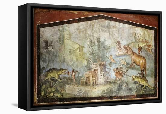 Roman Life on the River Nile Egypt, Fresco from temple of Bacchus at Pompeii 55-79 BC-null-Framed Premier Image Canvas