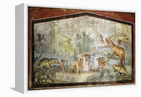 Roman Life on the River Nile Egypt, Fresco from temple of Bacchus at Pompeii 55-79 BC-null-Framed Premier Image Canvas