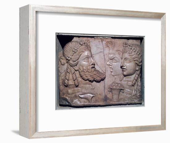 Roman marble relief of dramatic masks. Artist: Unknown-Unknown-Framed Giclee Print