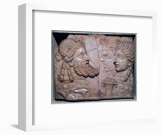 Roman marble relief of dramatic masks. Artist: Unknown-Unknown-Framed Giclee Print