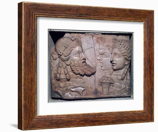 Roman marble relief of dramatic masks. Artist: Unknown-Unknown-Framed Giclee Print