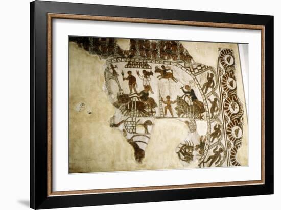 Roman mosaic, Chariot race, c2nd-3rd century-Unknown-Framed Giclee Print