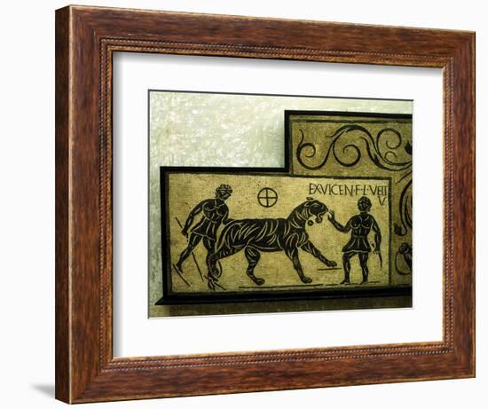 Roman mosaic deoicting a tiger and gladiators, 2nd century. Artist: Unknown-Unknown-Framed Giclee Print