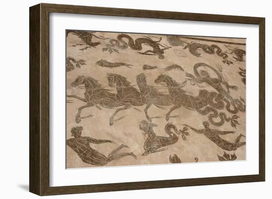 Roman Mosaic. Neptune Riding a Chariot. Ostia Antica. Italy-null-Framed Giclee Print