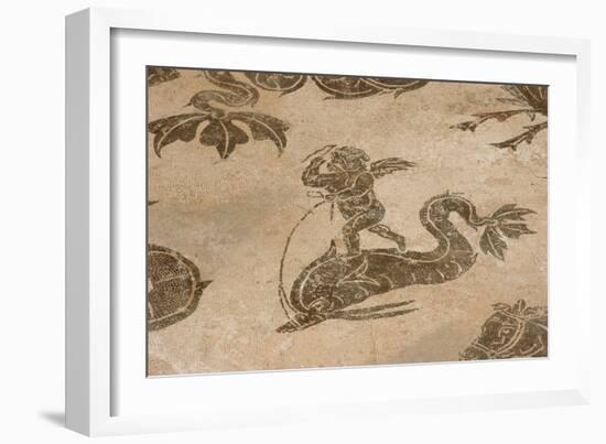 Roman Mosaic. Neptune Riding a Chariot. Ostia Antica. Italy-null-Framed Giclee Print