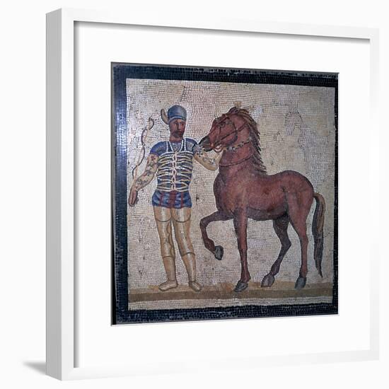 Roman mosaic of a charioteer, 1st century. Artist: Unknown-Unknown-Framed Giclee Print