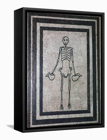 Roman mosaic of a skeleton, 1st century. Artist: Unknown-Unknown-Framed Premier Image Canvas