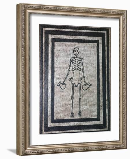 Roman mosaic of a skeleton, 1st century. Artist: Unknown-Unknown-Framed Giclee Print