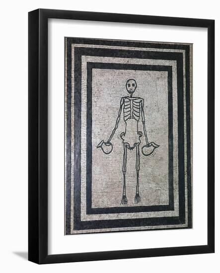 Roman mosaic of a skeleton, 1st century. Artist: Unknown-Unknown-Framed Giclee Print