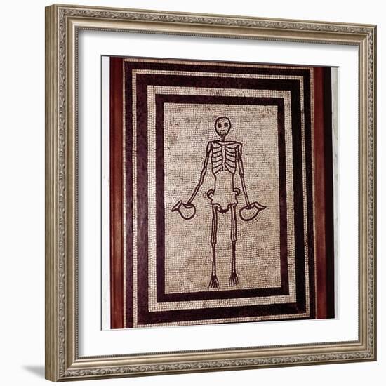 Roman mosaic of a skeleton, Pompeii, Italy. Artist: Unknown-Unknown-Framed Giclee Print