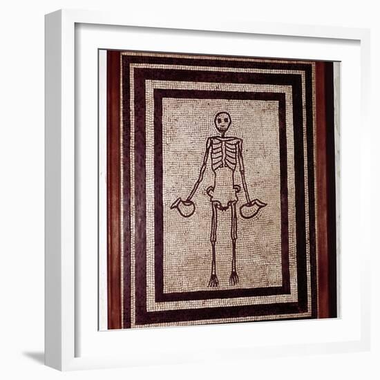 Roman mosaic of a skeleton, Pompeii, Italy. Artist: Unknown-Unknown-Framed Giclee Print