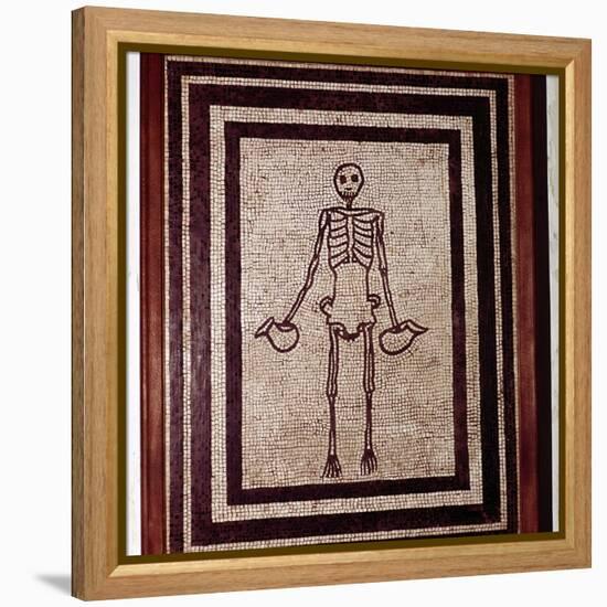 Roman mosaic of a skeleton, Pompeii, Italy. Artist: Unknown-Unknown-Framed Premier Image Canvas