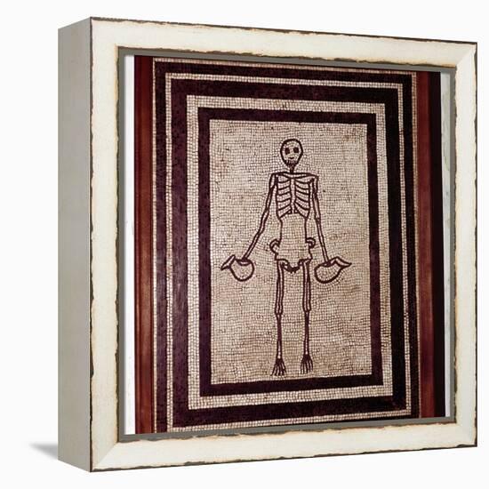 Roman mosaic of a skeleton, Pompeii, Italy. Artist: Unknown-Unknown-Framed Premier Image Canvas