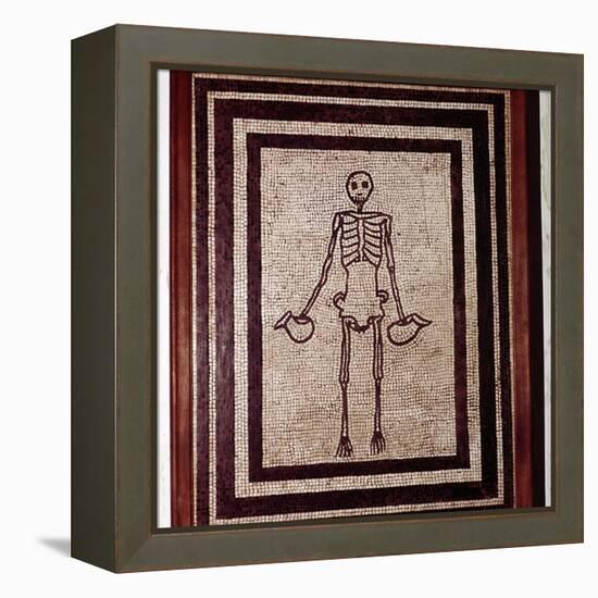 Roman mosaic of a skeleton, Pompeii, Italy. Artist: Unknown-Unknown-Framed Premier Image Canvas