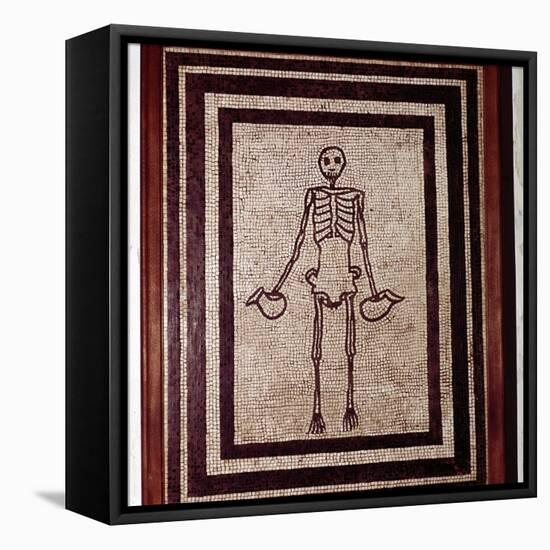 Roman mosaic of a skeleton, Pompeii, Italy. Artist: Unknown-Unknown-Framed Premier Image Canvas