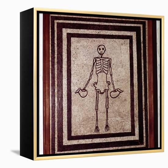 Roman mosaic of a skeleton, Pompeii, Italy. Artist: Unknown-Unknown-Framed Premier Image Canvas