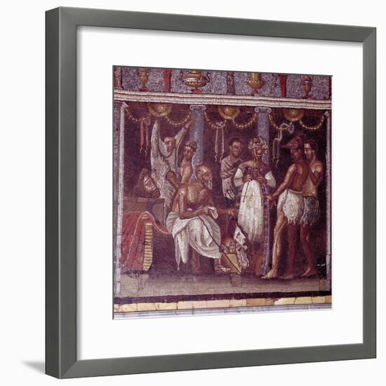 Roman mosaic of actors preparing for a play, Pompeii, Italy. Artist: Unknown-Unknown-Framed Giclee Print