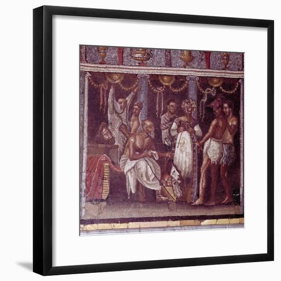 Roman mosaic of actors preparing for a play, Pompeii, Italy. Artist: Unknown-Unknown-Framed Giclee Print