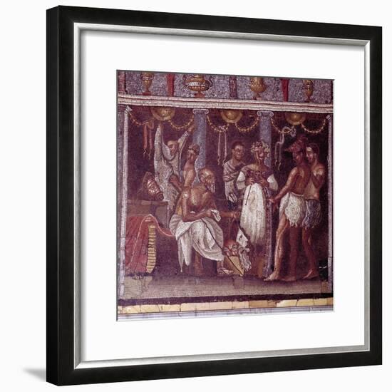 Roman mosaic of actors preparing for a play, Pompeii, Italy. Artist: Unknown-Unknown-Framed Giclee Print