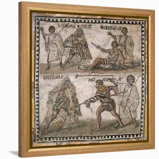 Roman Mosaic of Gladiators, 3rd C-null-Framed Stretched Canvas