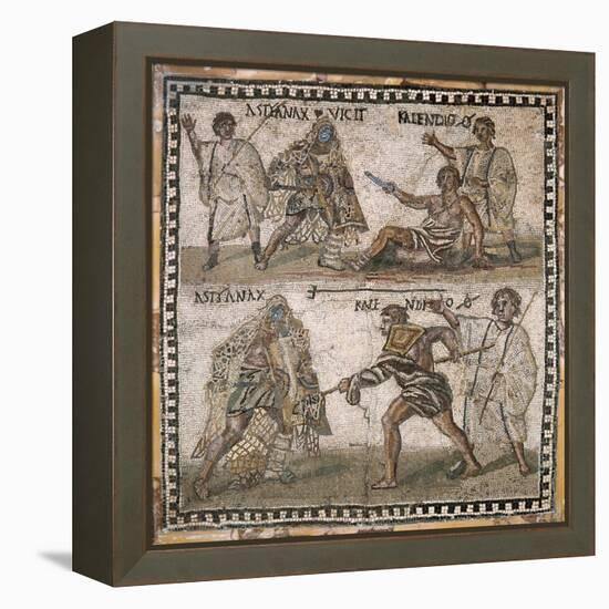Roman Mosaic of Gladiators, 3rd C-null-Framed Stretched Canvas