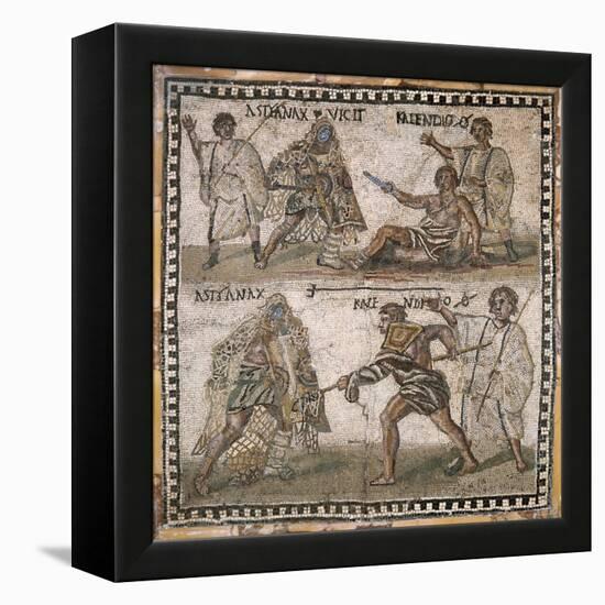 Roman Mosaic of Gladiators, 3rd C-null-Framed Stretched Canvas