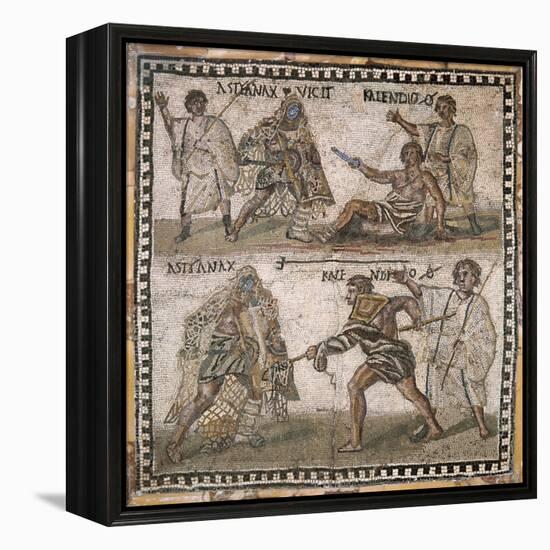 Roman Mosaic of Gladiators, 3rd C-null-Framed Stretched Canvas