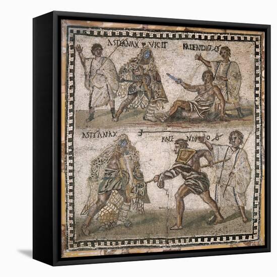 Roman Mosaic of Gladiators, 3rd C-null-Framed Stretched Canvas