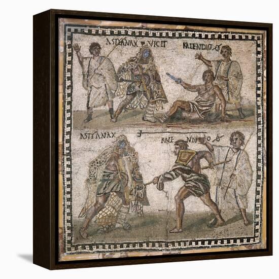 Roman Mosaic of Gladiators, 3rd C-null-Framed Stretched Canvas