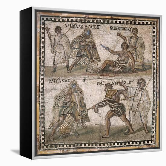 Roman Mosaic of Gladiators, 3rd C-null-Framed Stretched Canvas
