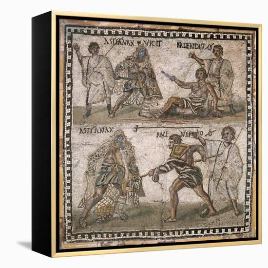 Roman Mosaic of Gladiators, 3rd C-null-Framed Stretched Canvas