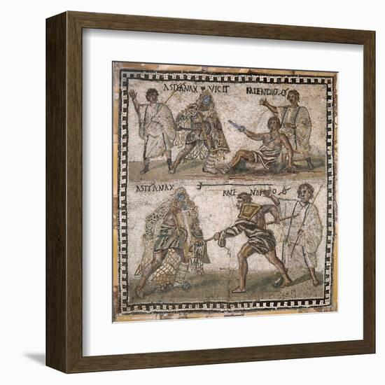 Roman Mosaic of Gladiators, 3rd C-null-Framed Art Print