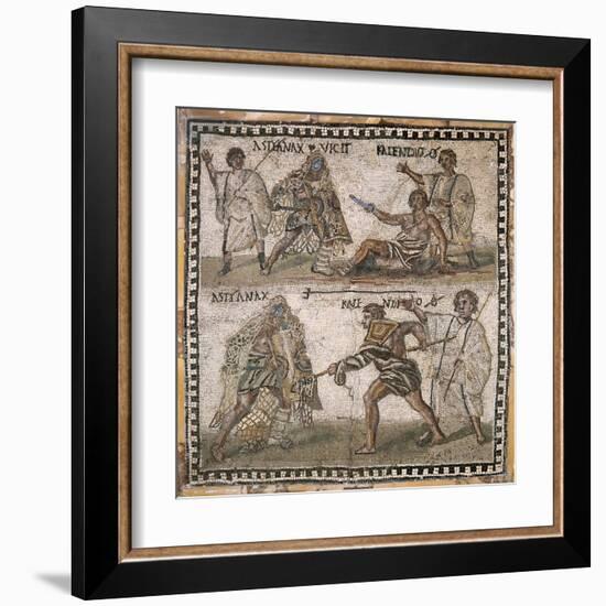 Roman Mosaic of Gladiators, 3rd C-null-Framed Art Print