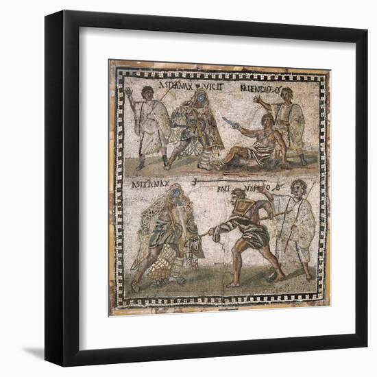 Roman Mosaic of Gladiators, 3rd C-null-Framed Art Print