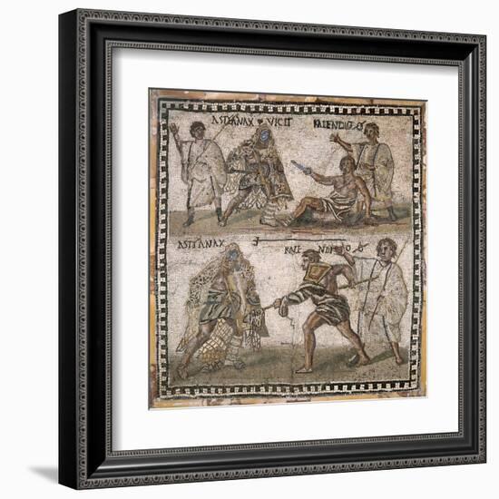 Roman Mosaic of Gladiators, 3rd C-null-Framed Art Print