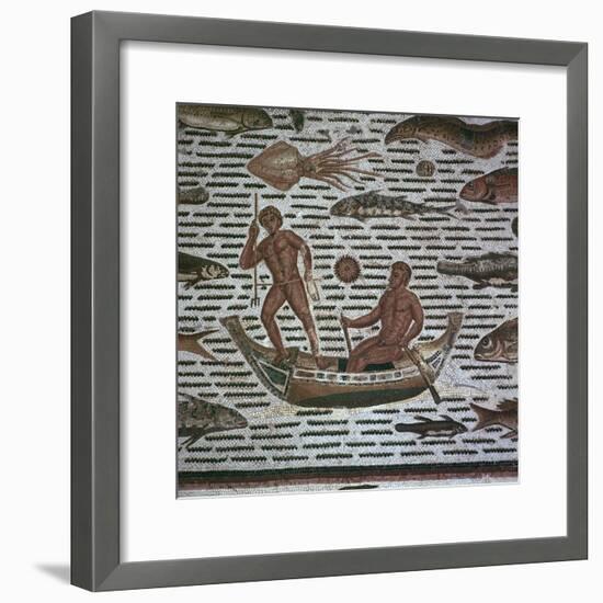 Roman mosaic of men fishing, 2nd century. Artist: Unknown-Unknown-Framed Giclee Print