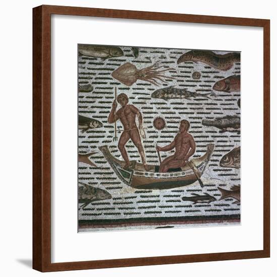 Roman mosaic of men fishing, 2nd century. Artist: Unknown-Unknown-Framed Giclee Print
