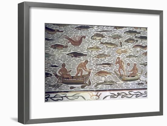 Roman mosaic of men fishing from boats, 2nd century BC. Artist: Unknown-Unknown-Framed Giclee Print