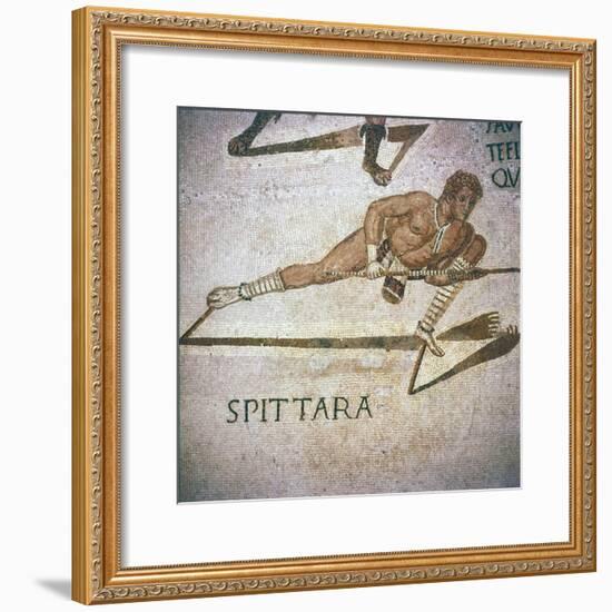Roman Mosaic of Performer killing leopards in 'Spectacle', Tunisia, 3rd century-Unknown-Framed Giclee Print