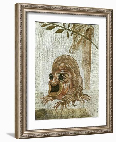 Roman Mosaic, Tragic Mask-null-Framed Giclee Print