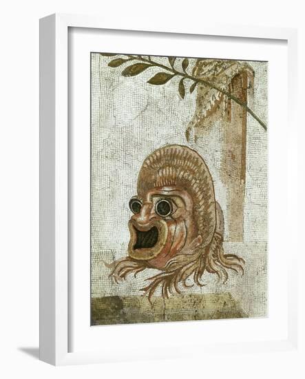 Roman Mosaic, Tragic Mask-null-Framed Giclee Print