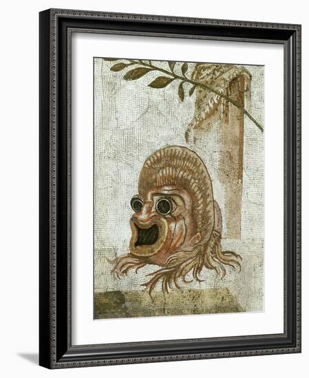 Roman Mosaic, Tragic Mask-null-Framed Giclee Print