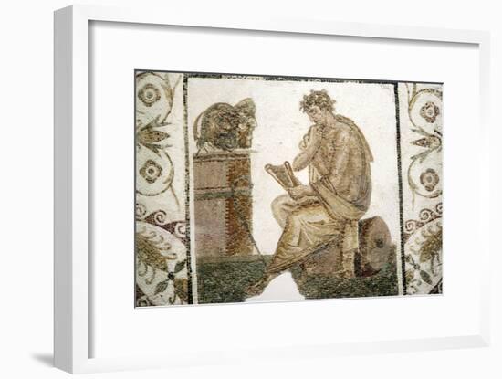 Roman Mosaic, Tragic Poet and Two Masks from Thuburbo Majus, Tunisia, 3rd century-Unknown-Framed Giclee Print